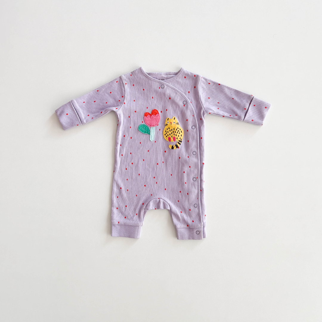 LAVENDER UNISEX RIBBED ROMPER