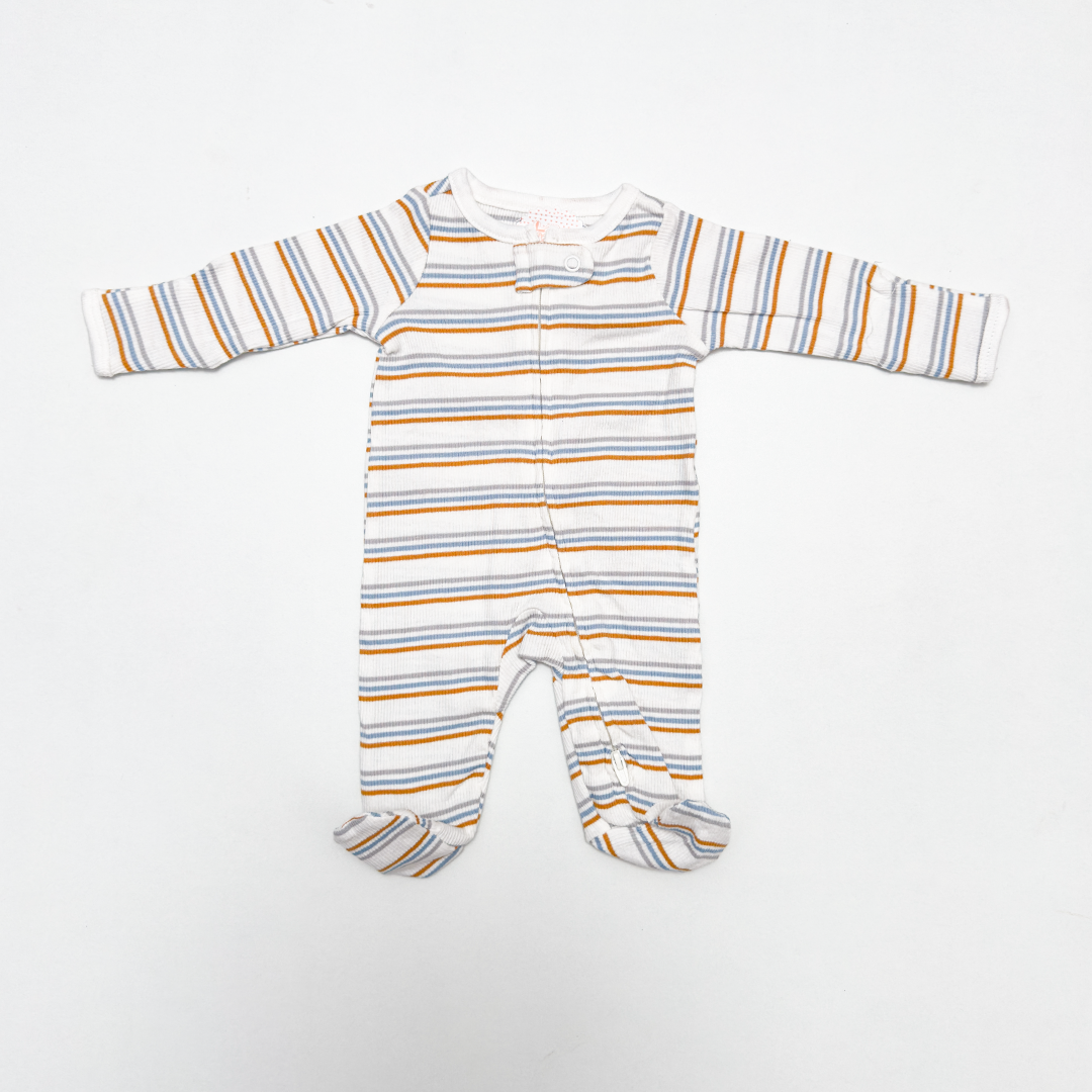 WHITE STRIPED SLEEPSUIT