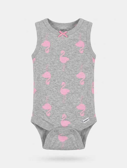 Grey pink printed onesie