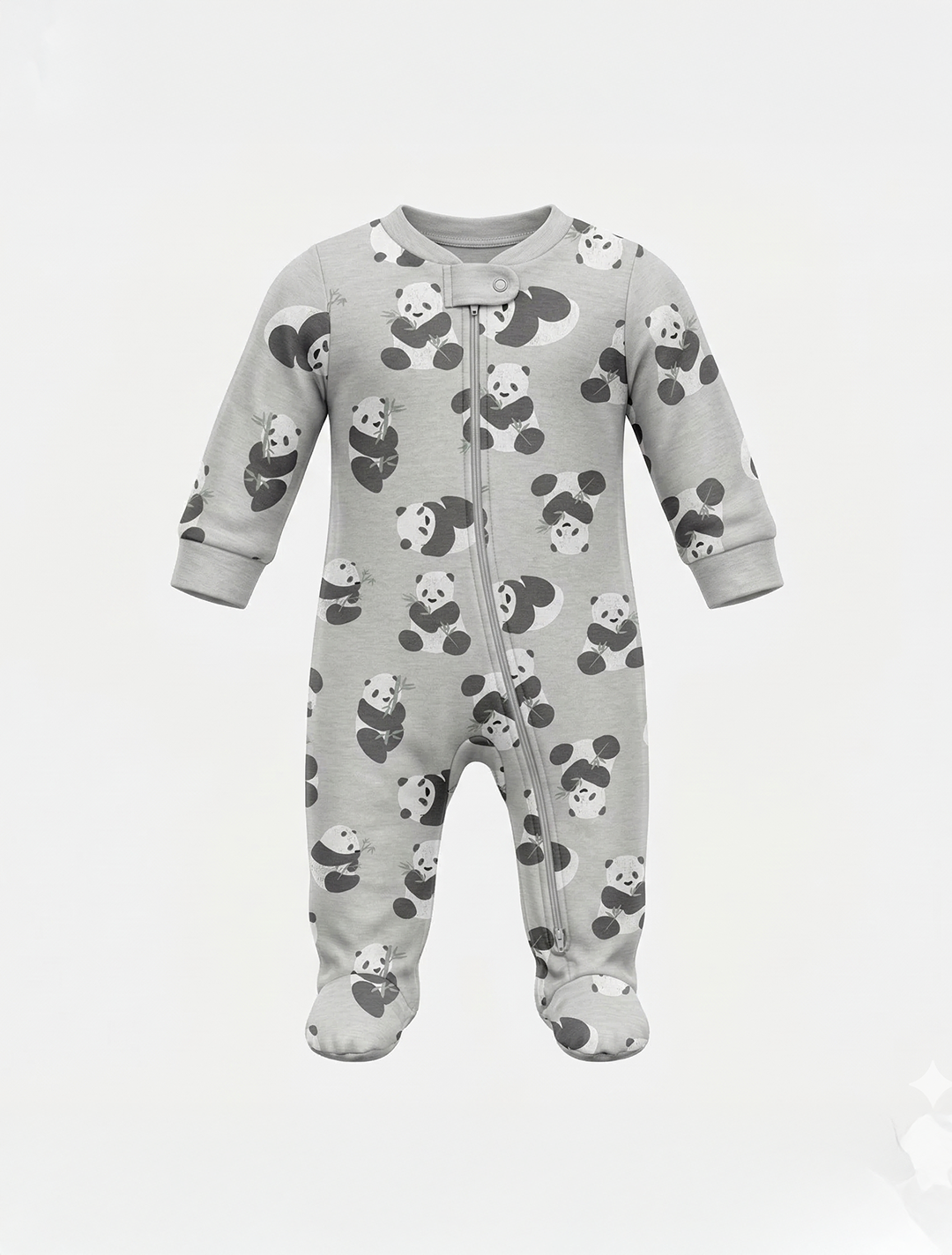 PANDA PRINTED ZIPPER SLEEPSUIT