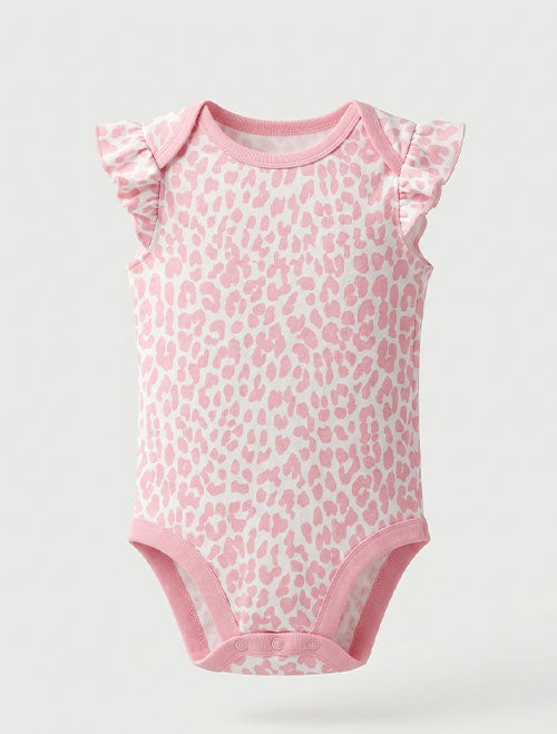 Pink patterned ruffles onesie