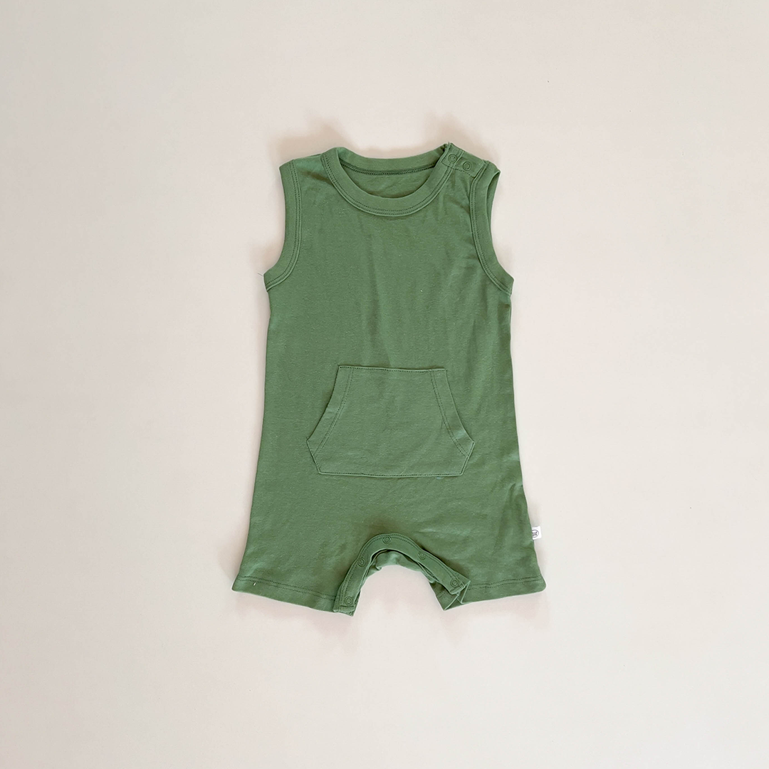 GREEN PLIAN COTTON JUMPSUIT