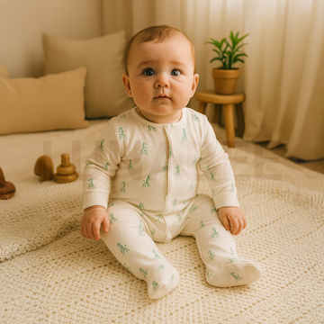 GIRAFFE PATTERNED ZIPPER SLEEPSUIT