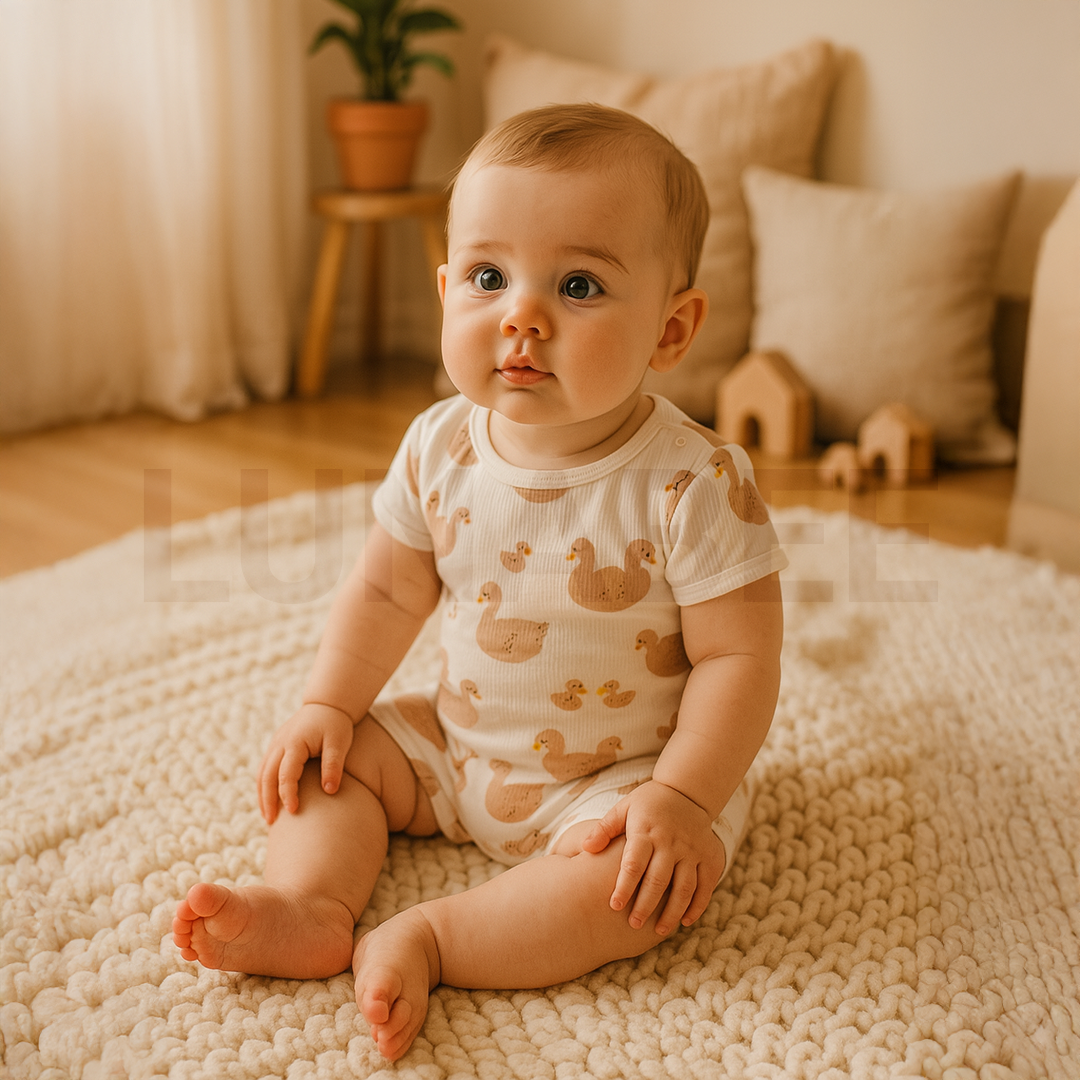 WHITE DUCK RIBBED JUMPSUIT