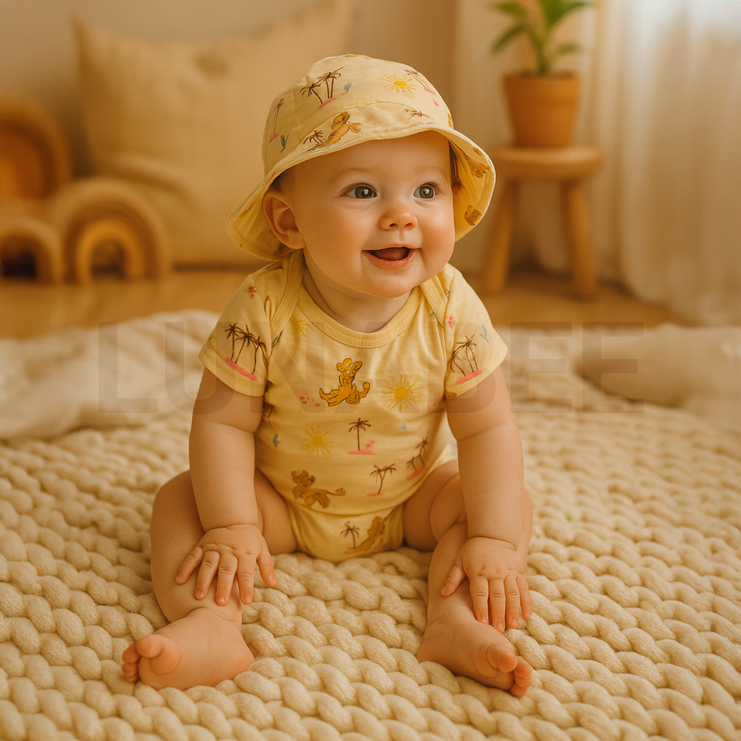 YELLOW LION PRINTED ROUND CAP