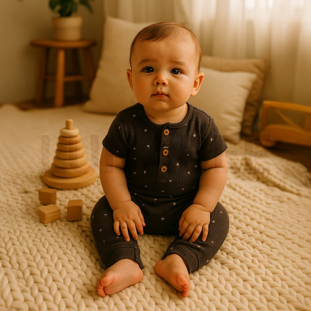 GREY KNITTED ROMPER