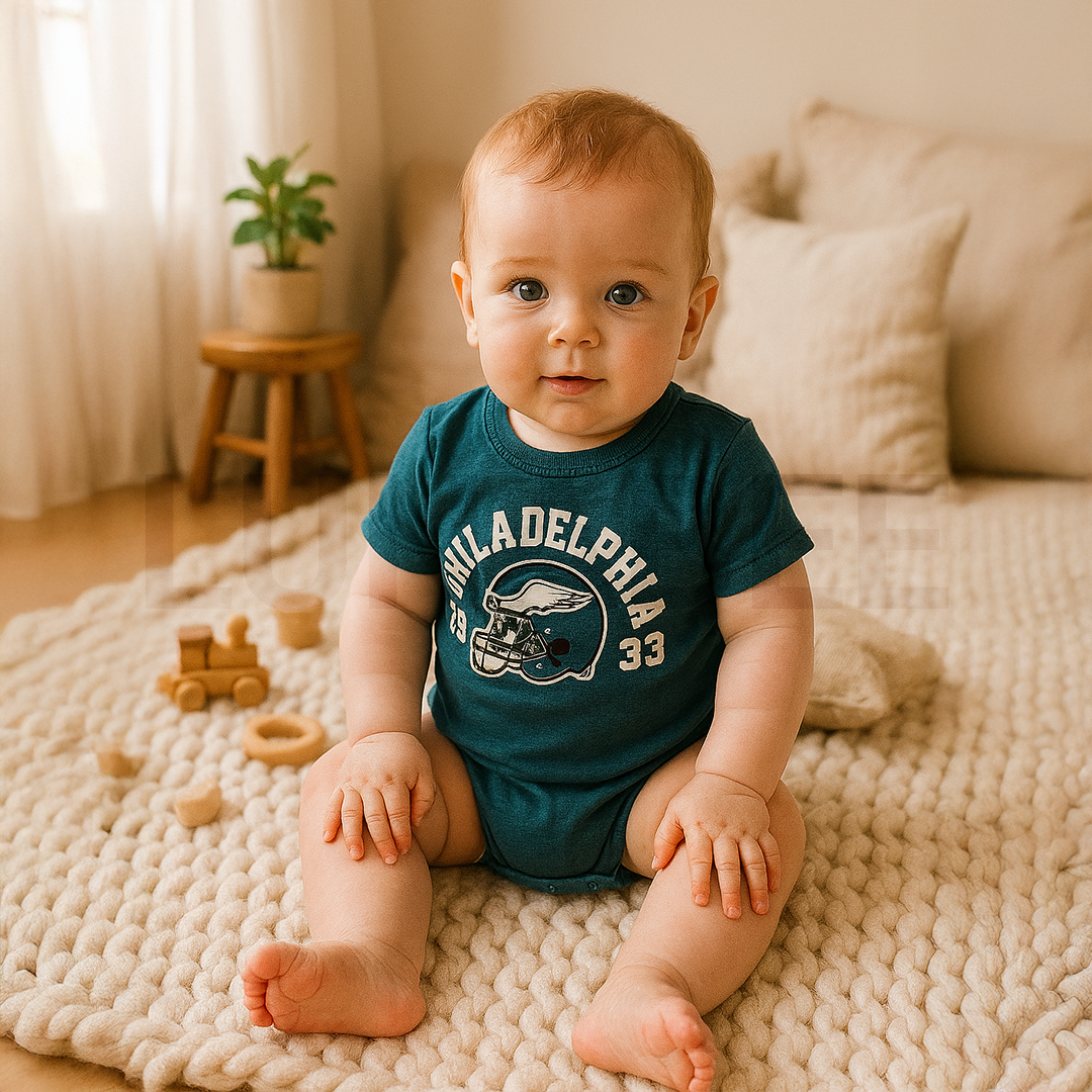 PRUSSIAN GREEN PRINTED ONESIE