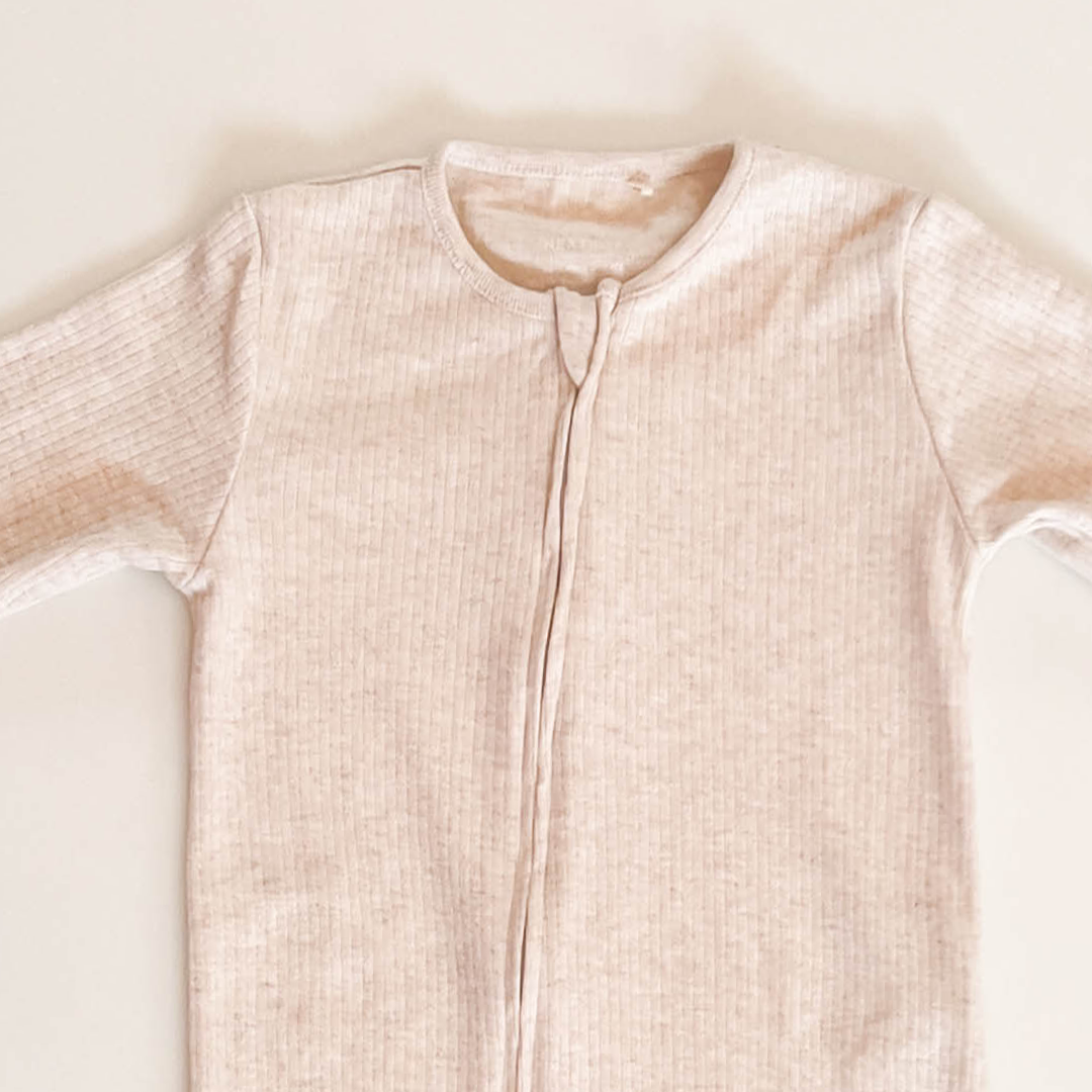 IVORY PLAIN RIBBED ROMPER