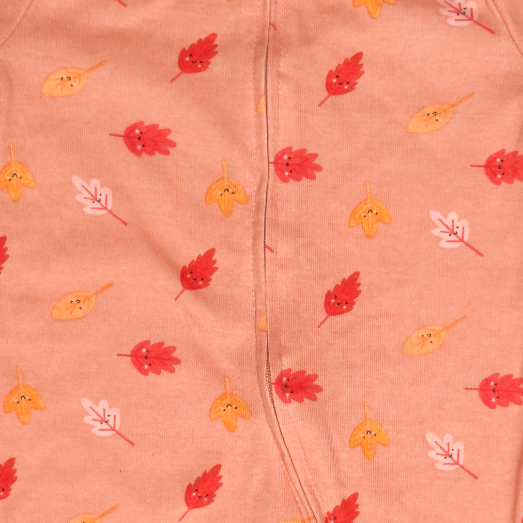 ORANGE PATTERNED ZIPPER SLEEPSUIT