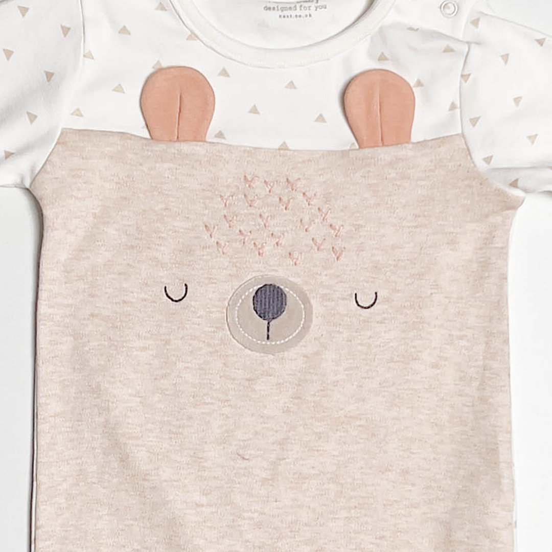BEIGE TEADDY FACE SLEEPSUIT