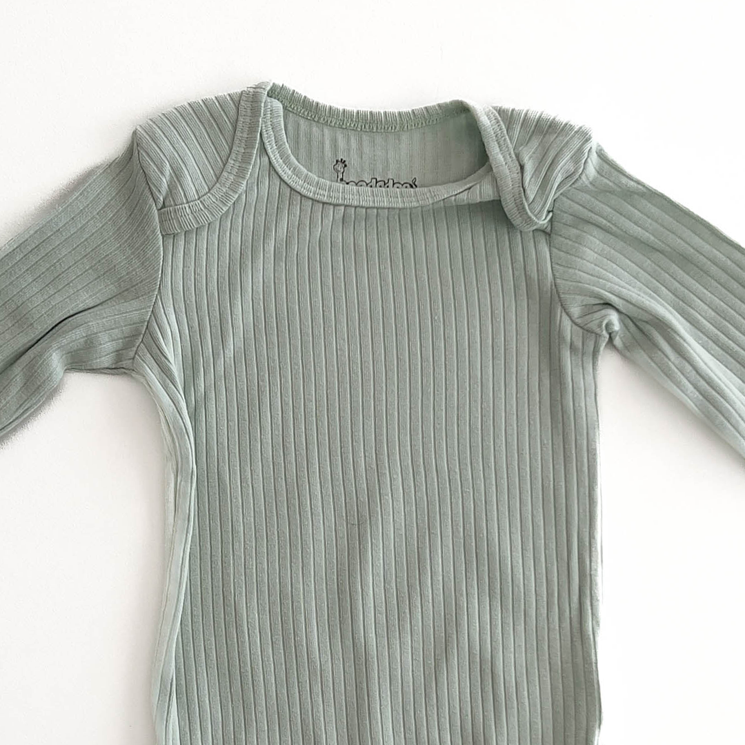 SAGE GREEN RIBBED SOLID ONESIE