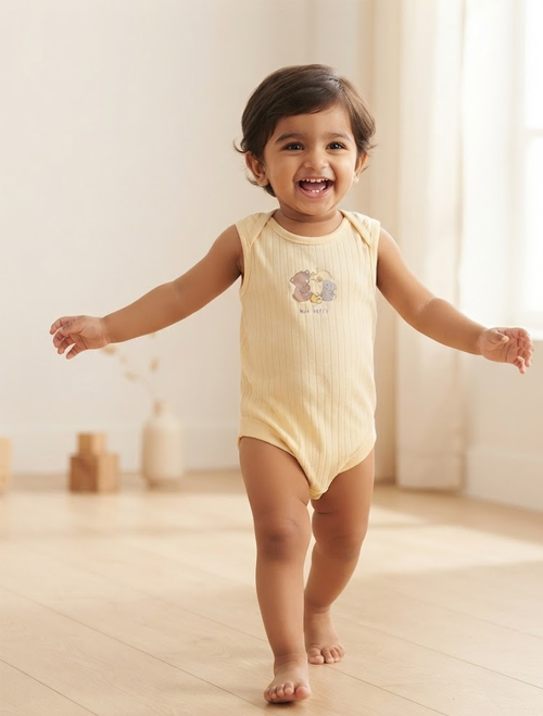 Butter yellow ribbed onesie