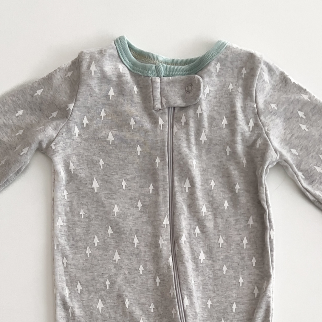 Grey arrow print sleepsuit