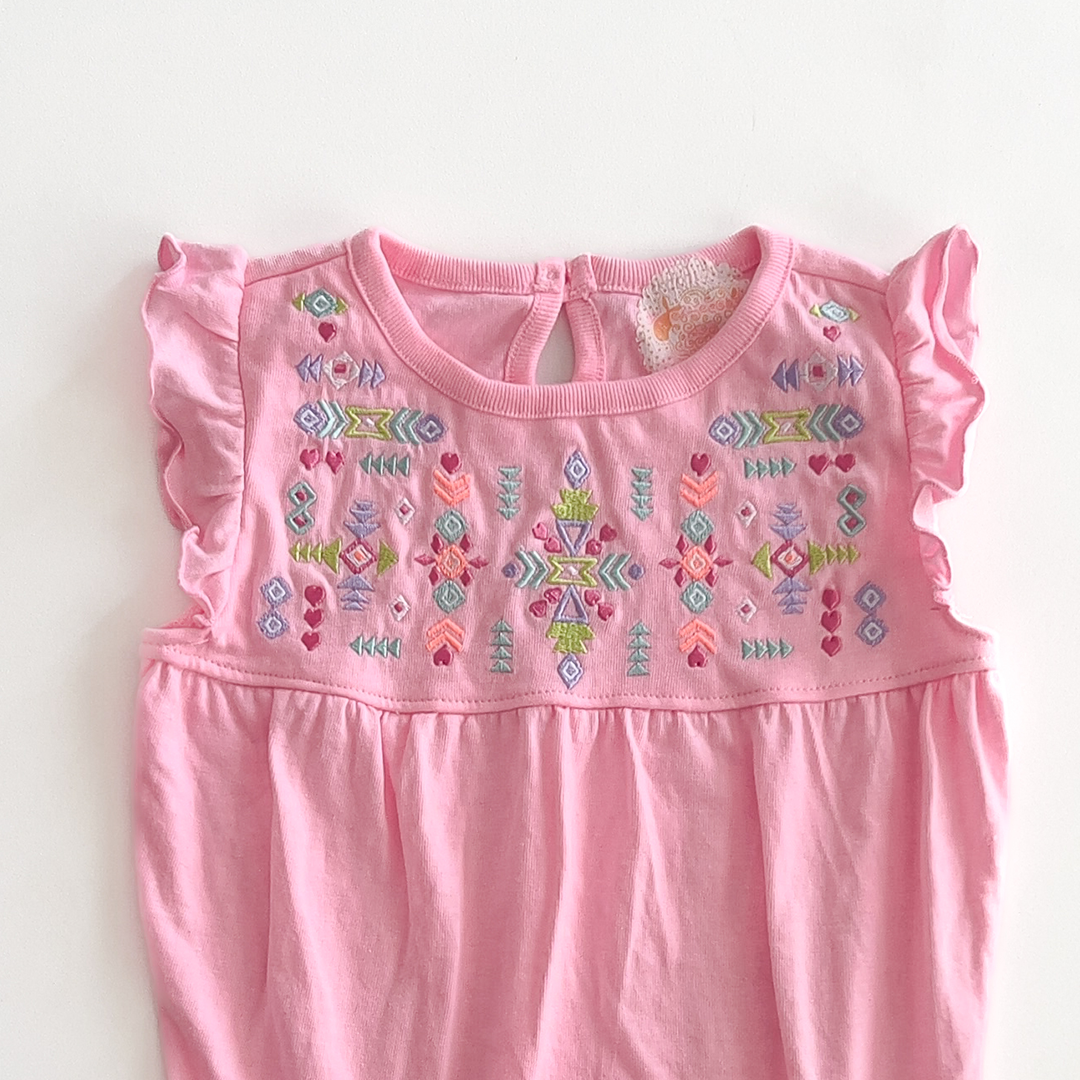 PINK BABY GIRLS FRILLED ONESIE