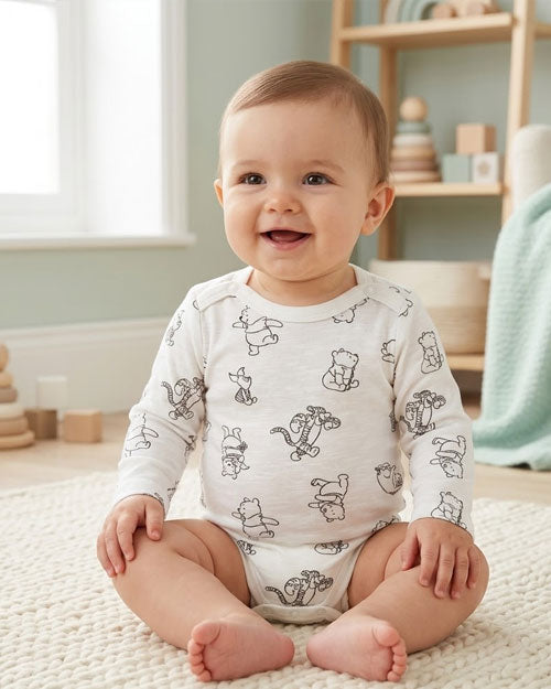 Black pooh printed onesie