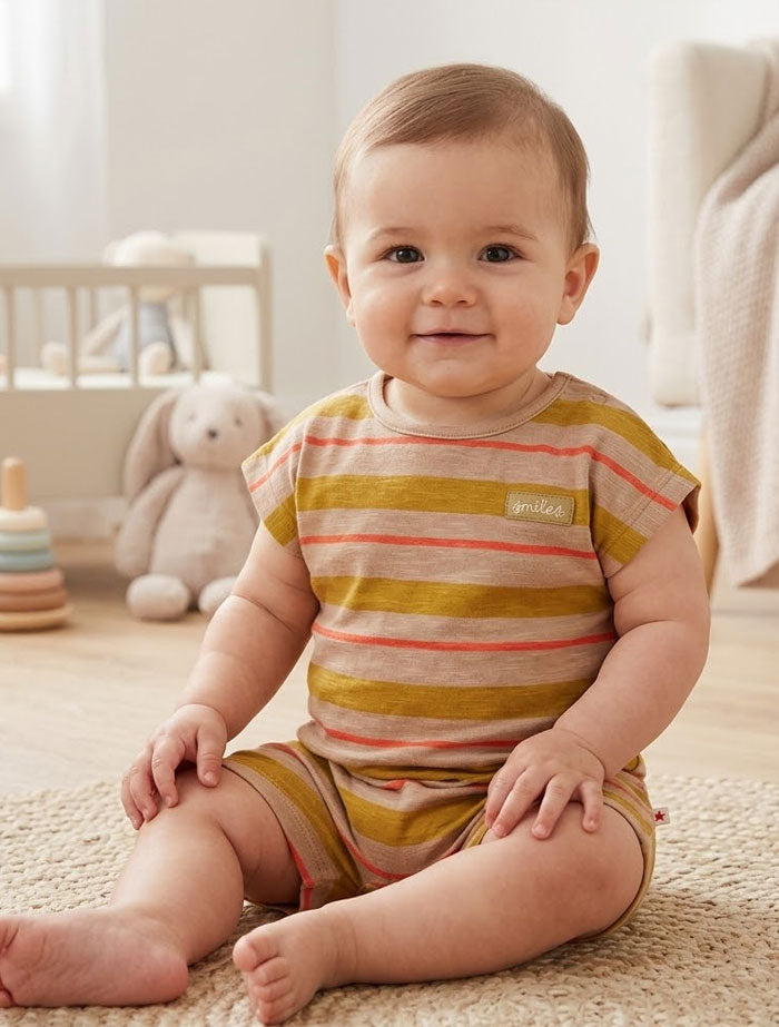 Yellow red stripes jumpsuit