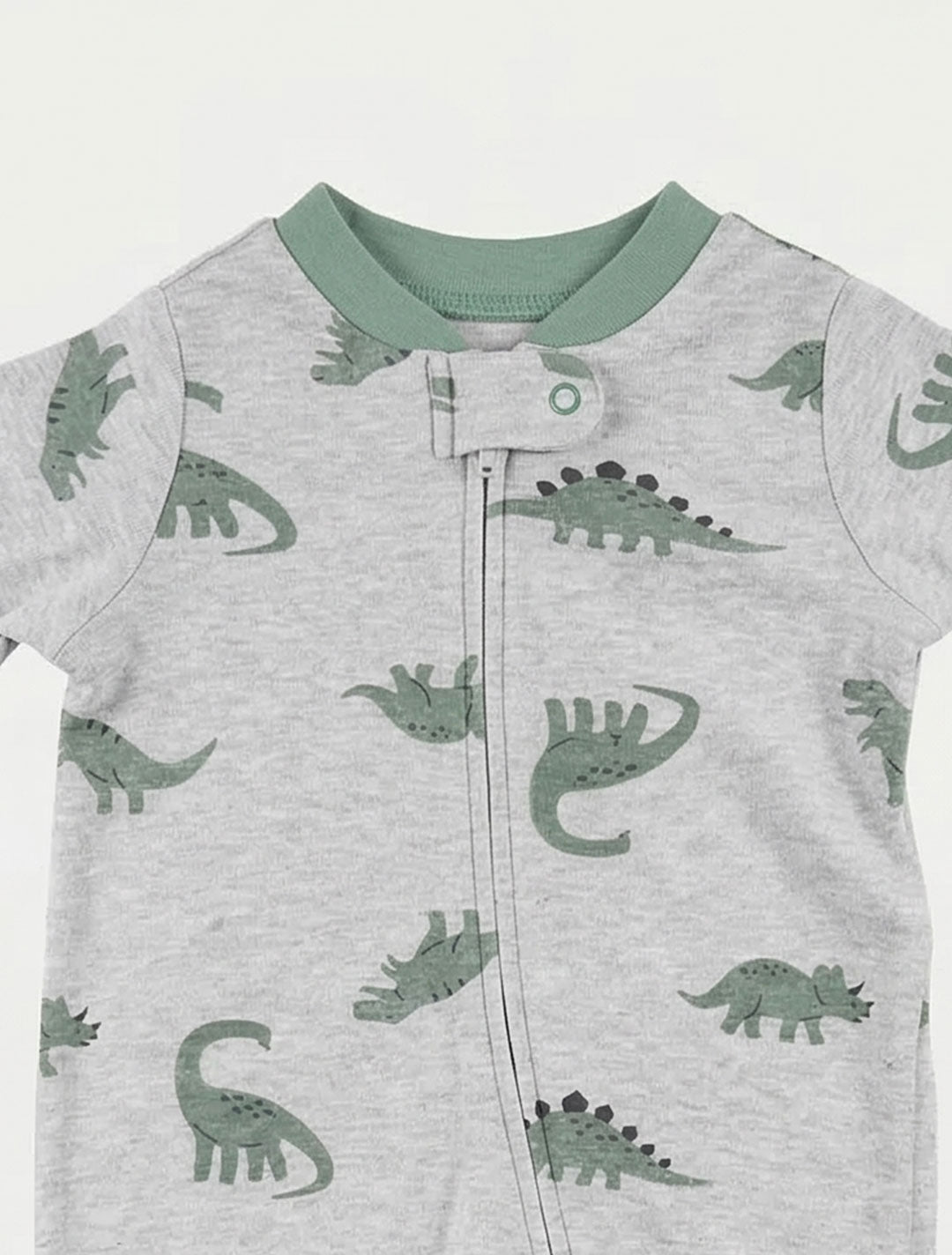 GREY GREEN DINO SLEEPSUIT