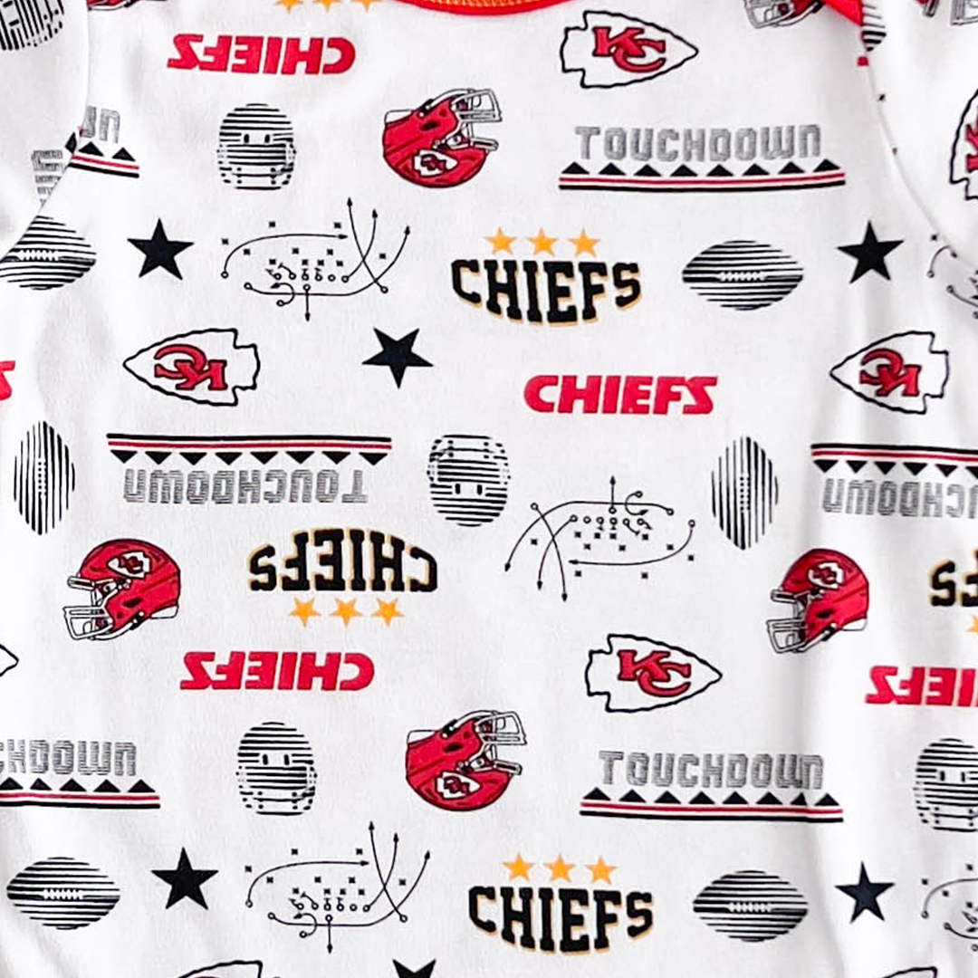 WHITE PRINTED COTTON ONESIE