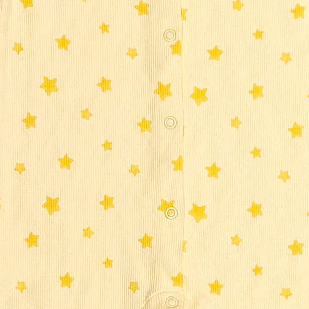 YELLOW STAR PRINTED RIBBED ROMPER