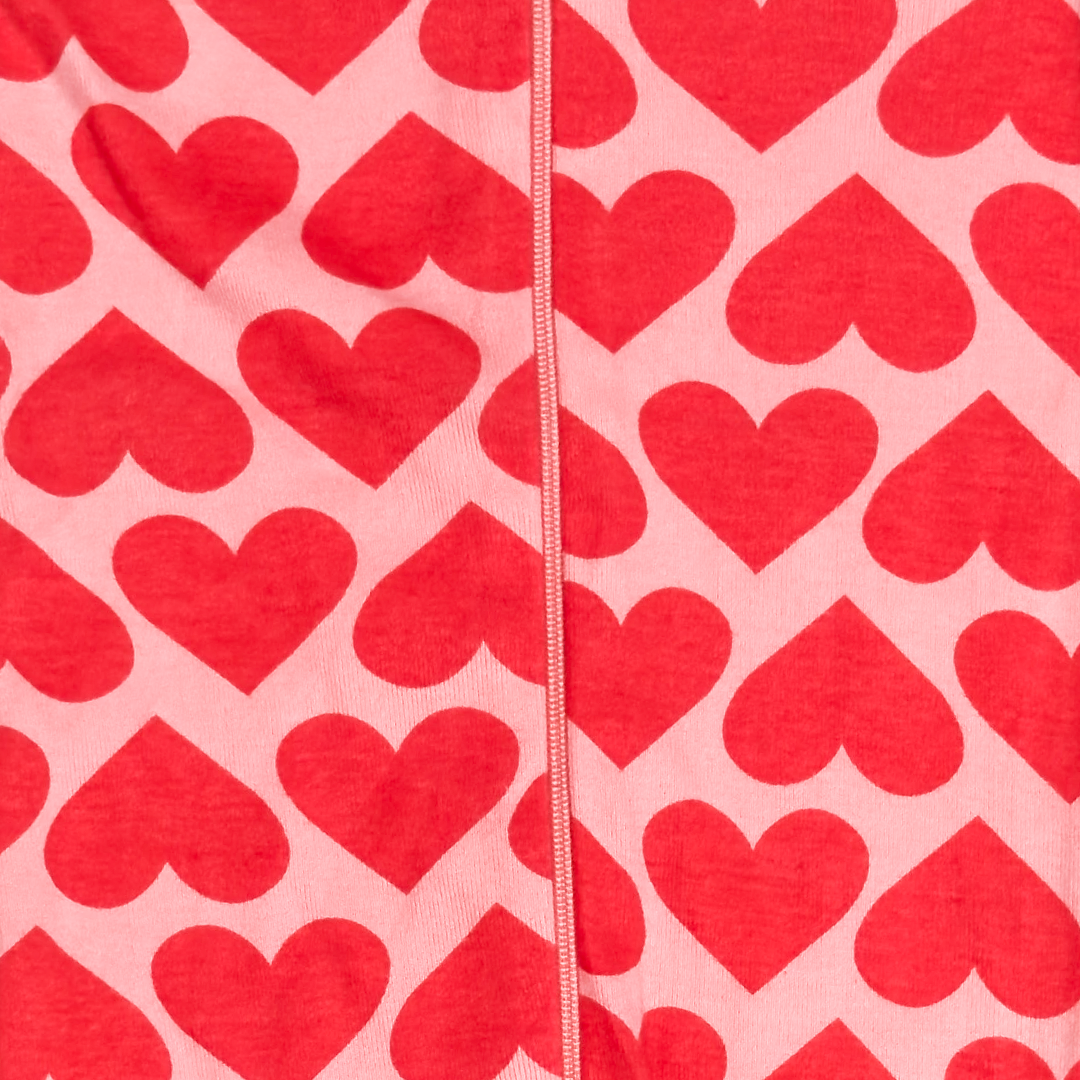 RED LOVE ZIPPER SLIM FITTED SLEEPSUIT