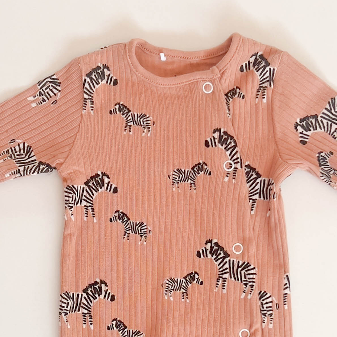 BROWN ZEBRA PATTERNED ROMPER