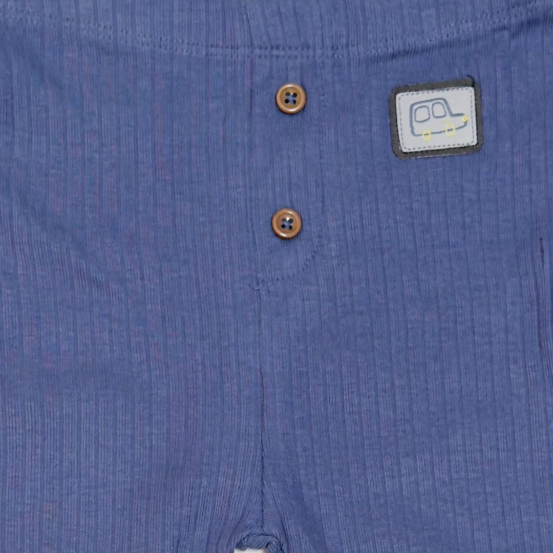 BLUE BUTTON RIBBED PANTS