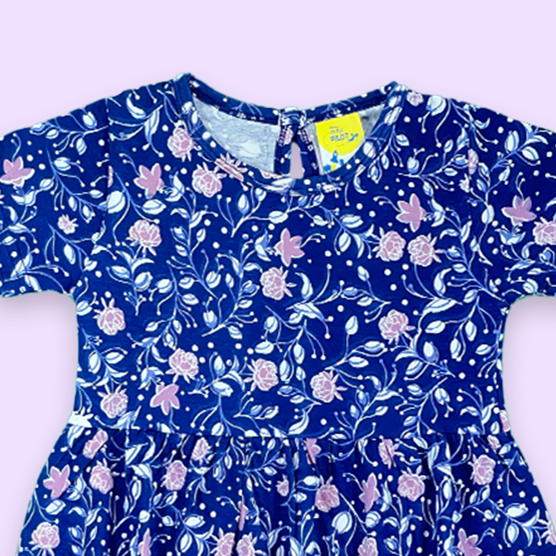 Roja Printed Blue Color Frok for Girls | 5-6 Years |