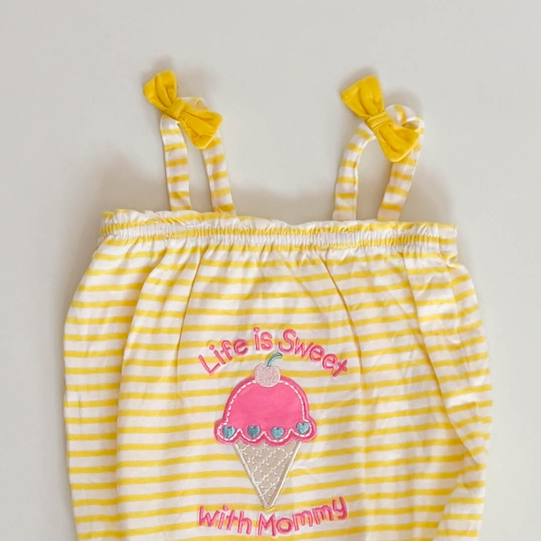 YELLOW STRIPED FANCY ONESIE