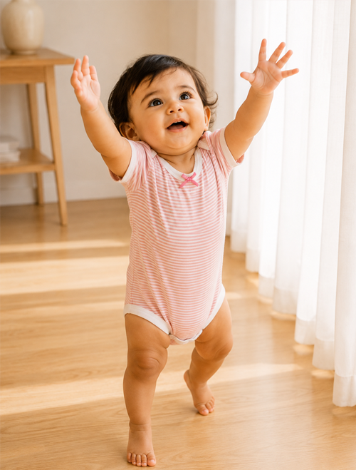Pink striped girls onesie