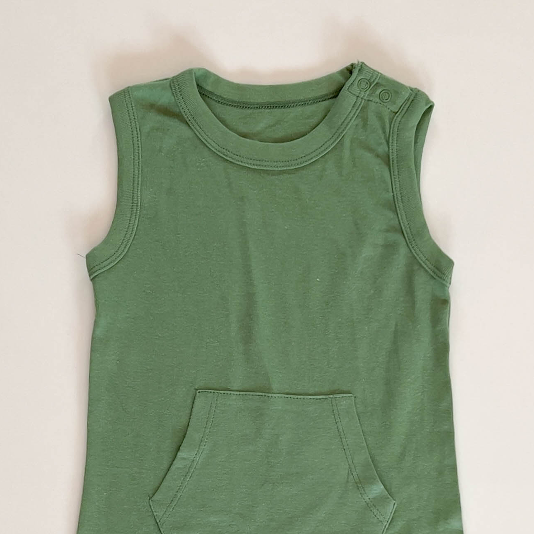 GREEN PLIAN COTTON JUMPSUIT