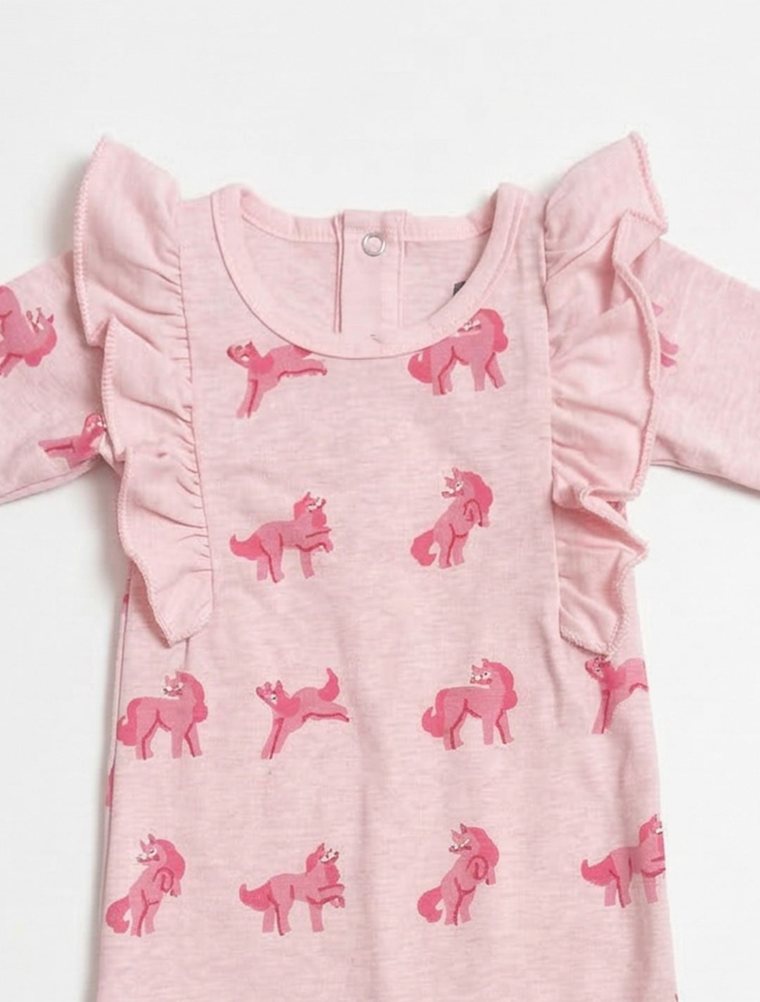 PINK UNICORN RUFFLED ROMPER