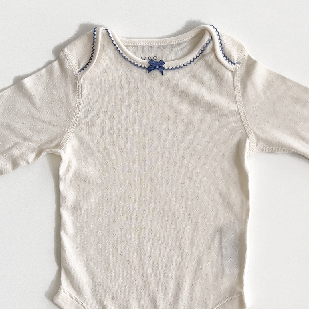 OFF WHITE BLUE BORDERD ONESIE