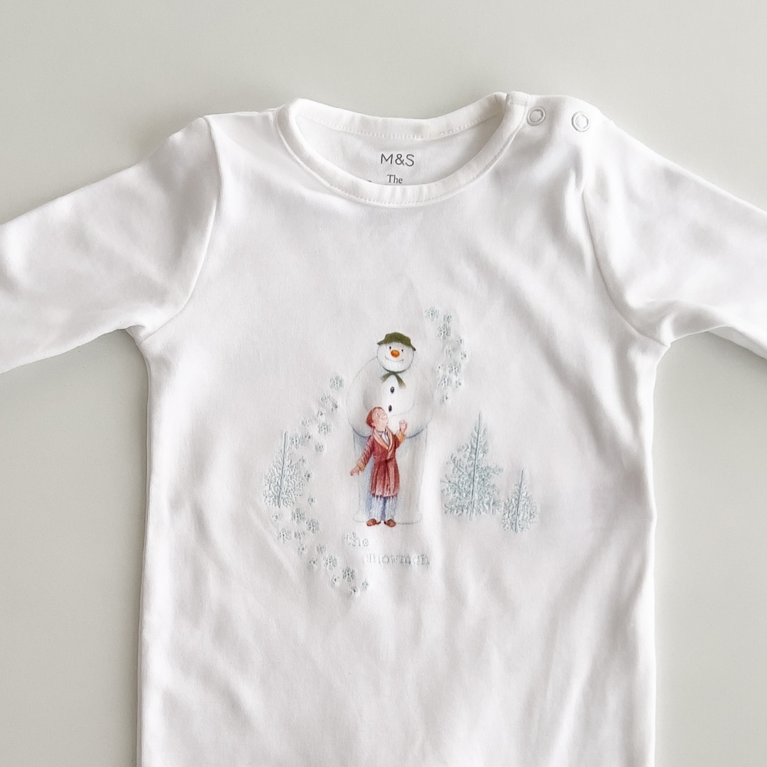 WHITE SNOWMAN SLEEPSUIT