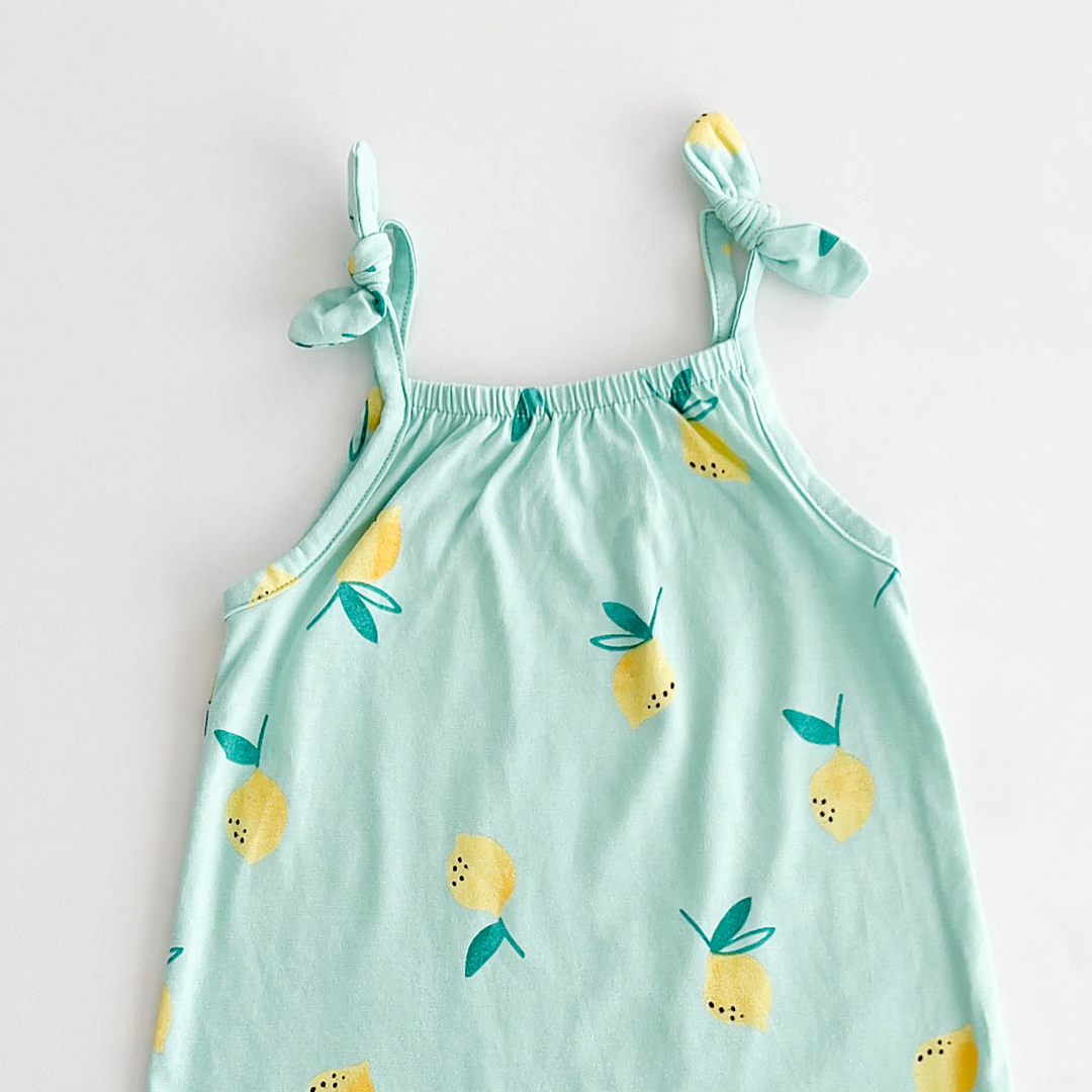 AQUA BLUE LEMON PATTERNED FANCY JUMPSUIT