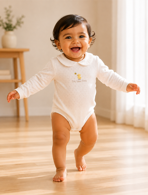 White pointelle peter pan collar onesie