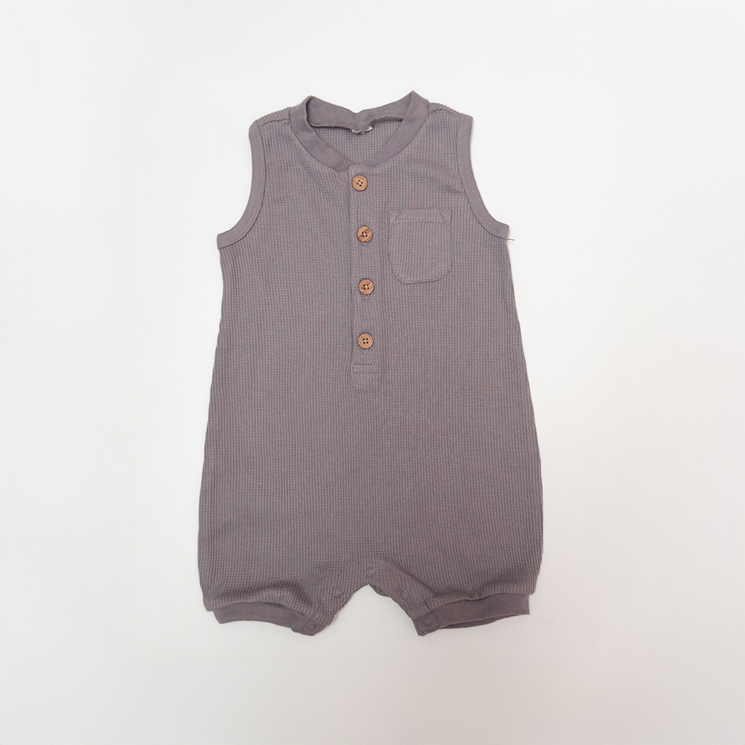 GREY KNITTED BUTTON JUMPSUIT