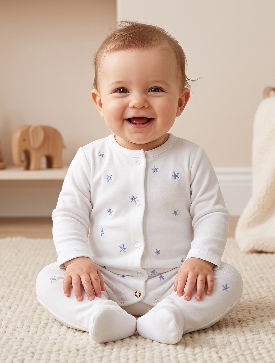 BLUE STAR PRINTED SLEEPSUIT