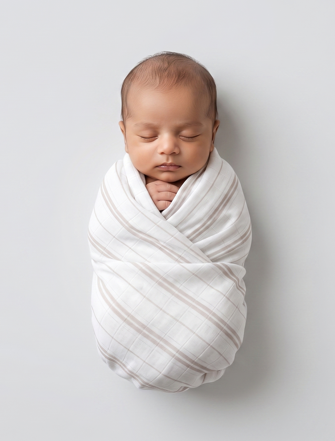 Beige striped muslin swaddle