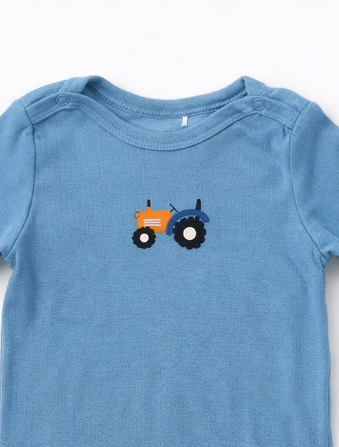 BLUE CAR RIBBED ONESIE