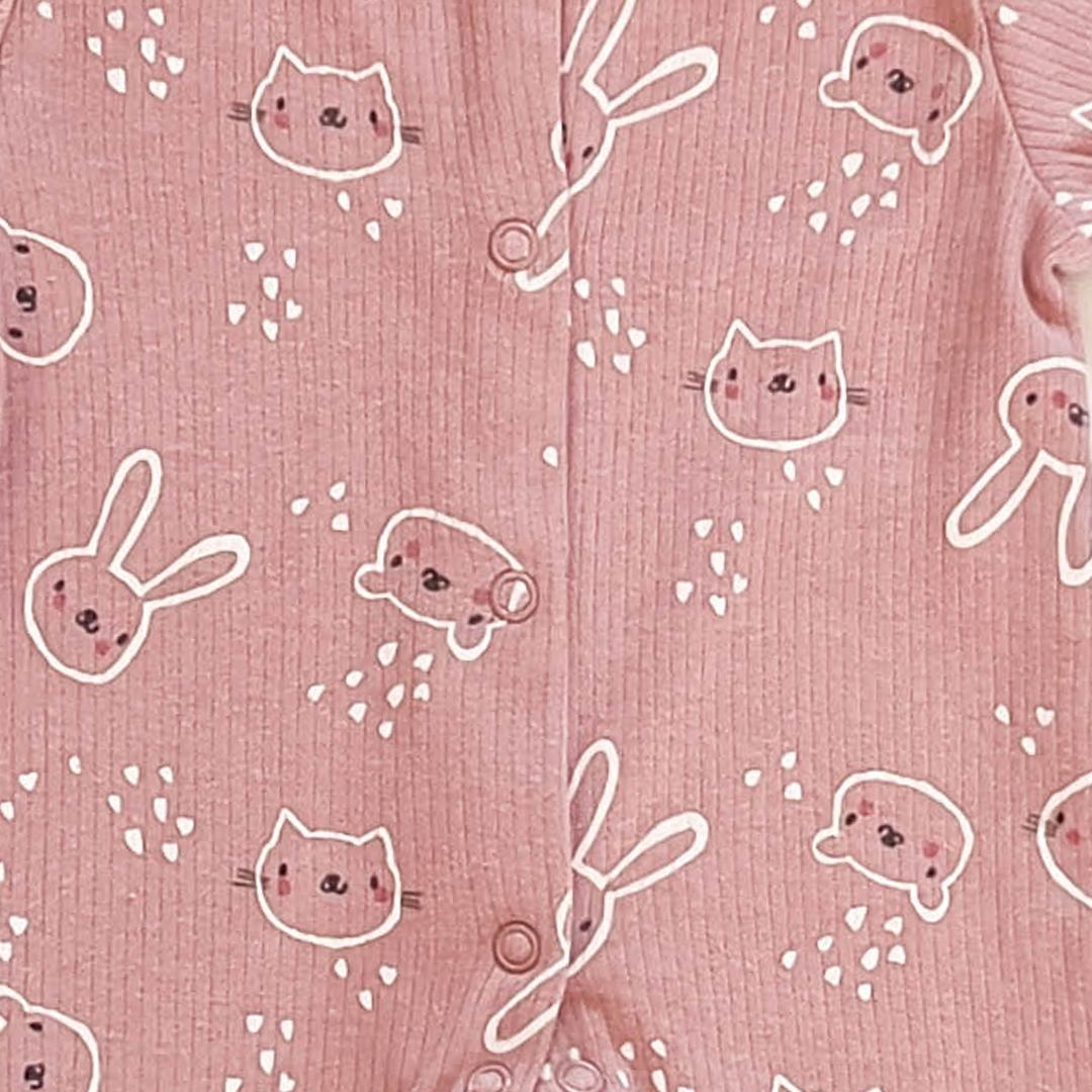 PASTEL FLESH RIBBED SLEEPSUIT