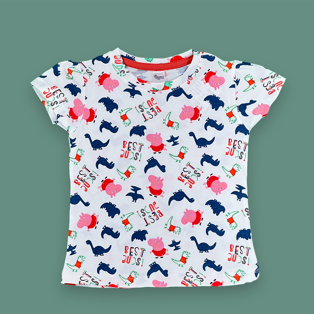 Peppa Pig and Dino Pattern Printed Girls Two Piece | 18-24 Months |