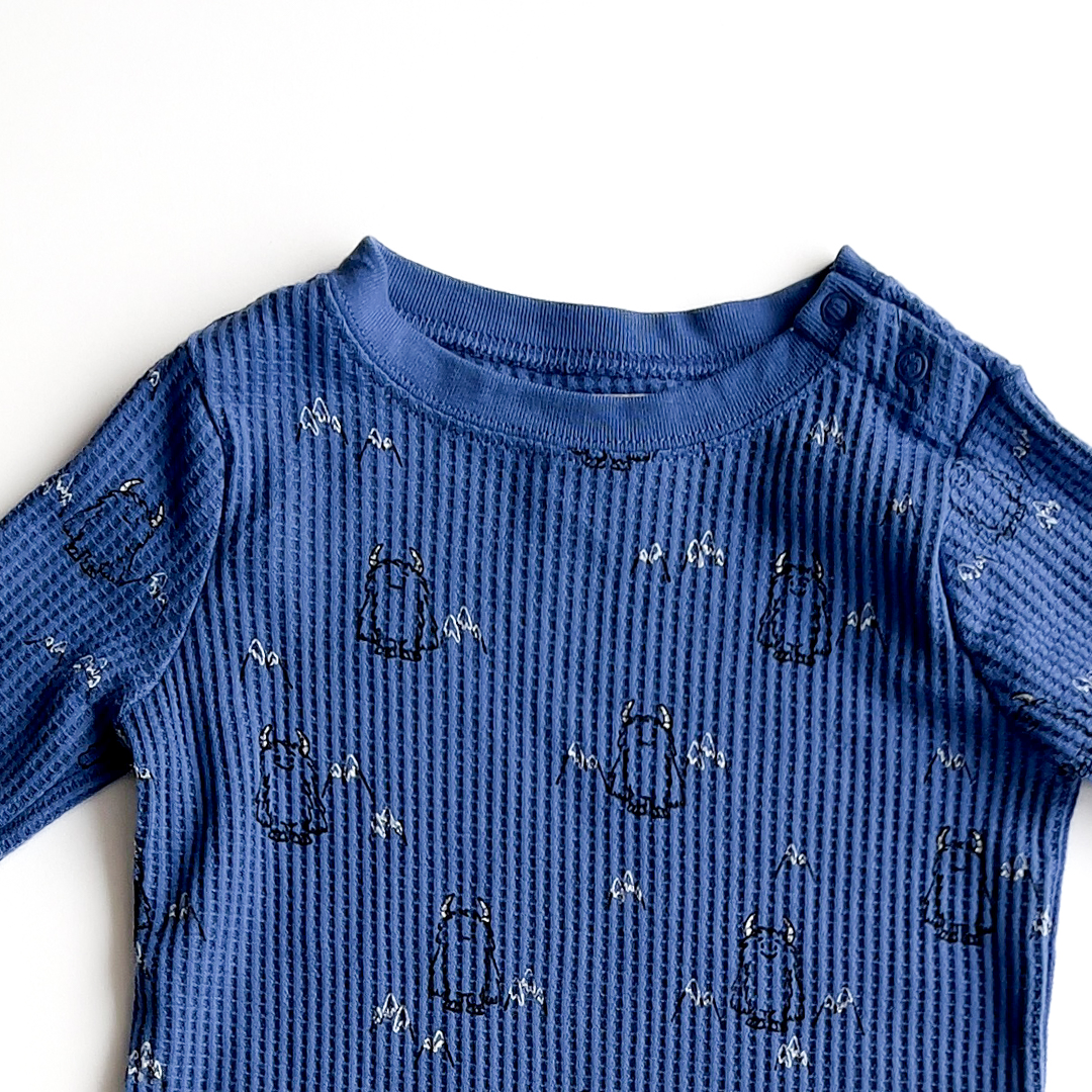 DARK BLUE WAFFLE KNIT JUMPSUIT