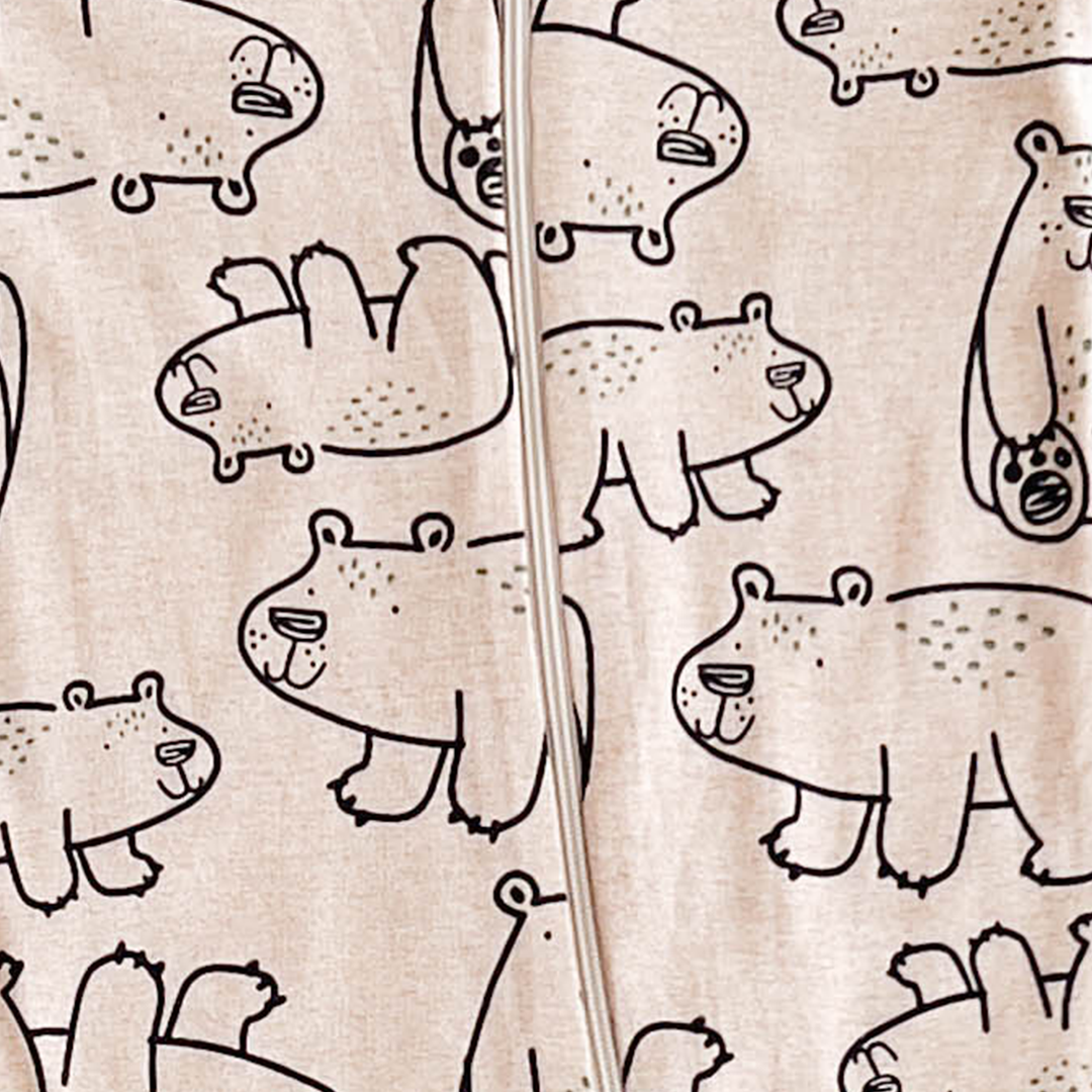 LIGHT BROWN PRINTED SLIM FITTED SLEEPSUIT