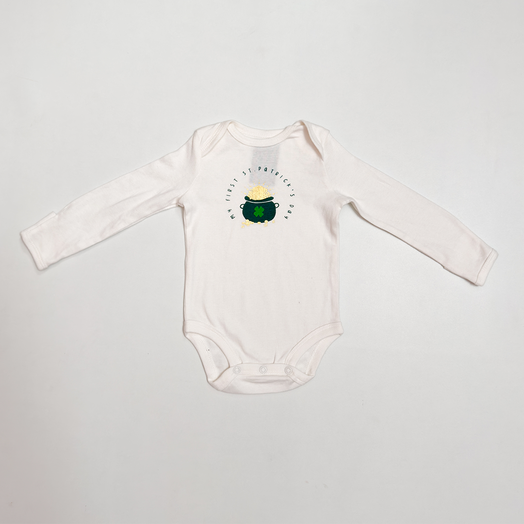 WHITE PRINTED FULL SLEEVE ONESIE