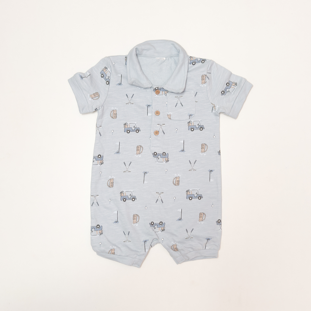 BLUE COLLAR CAR PRINTED JUMPSUIT