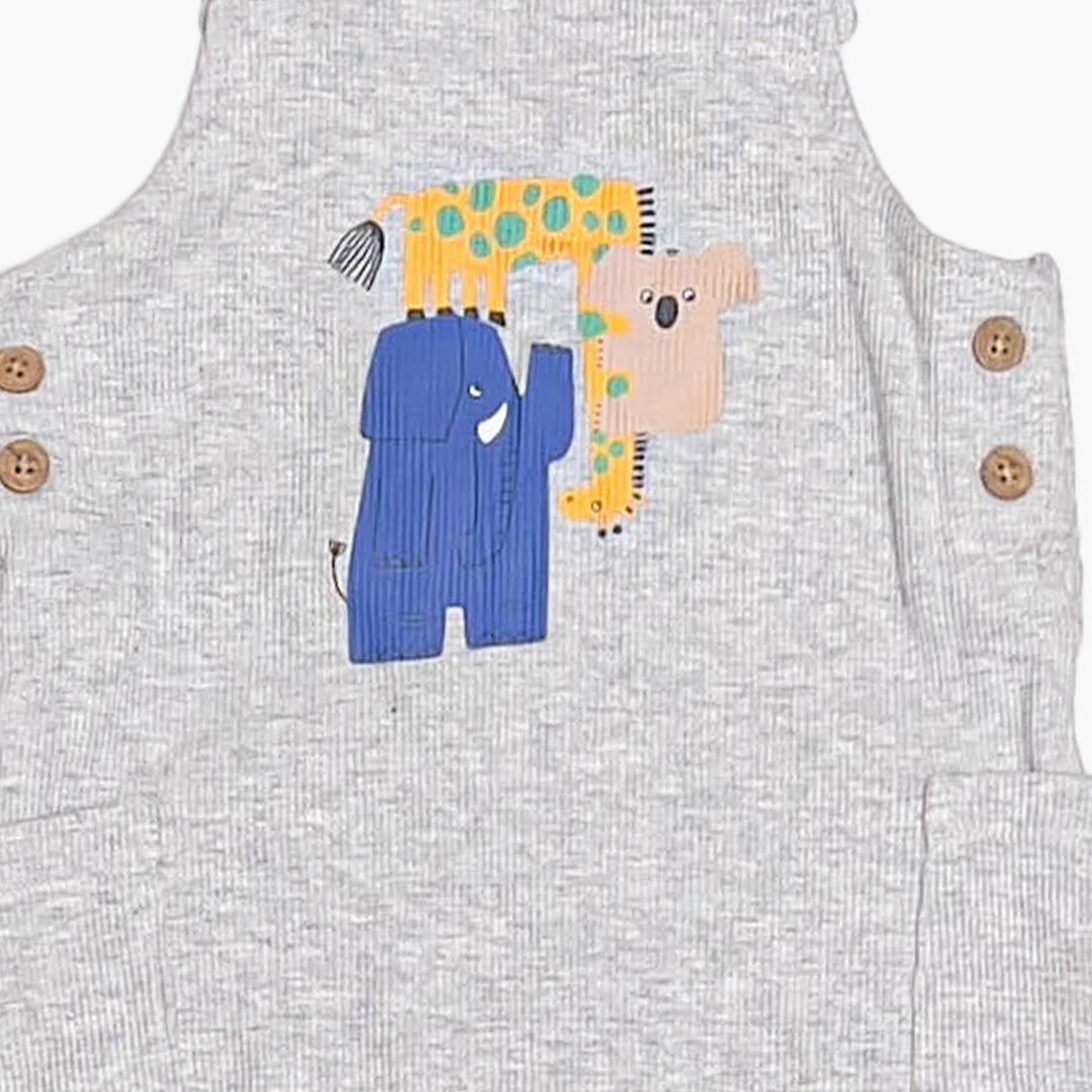 GREY KNITTED PRINTED DUNGAREE