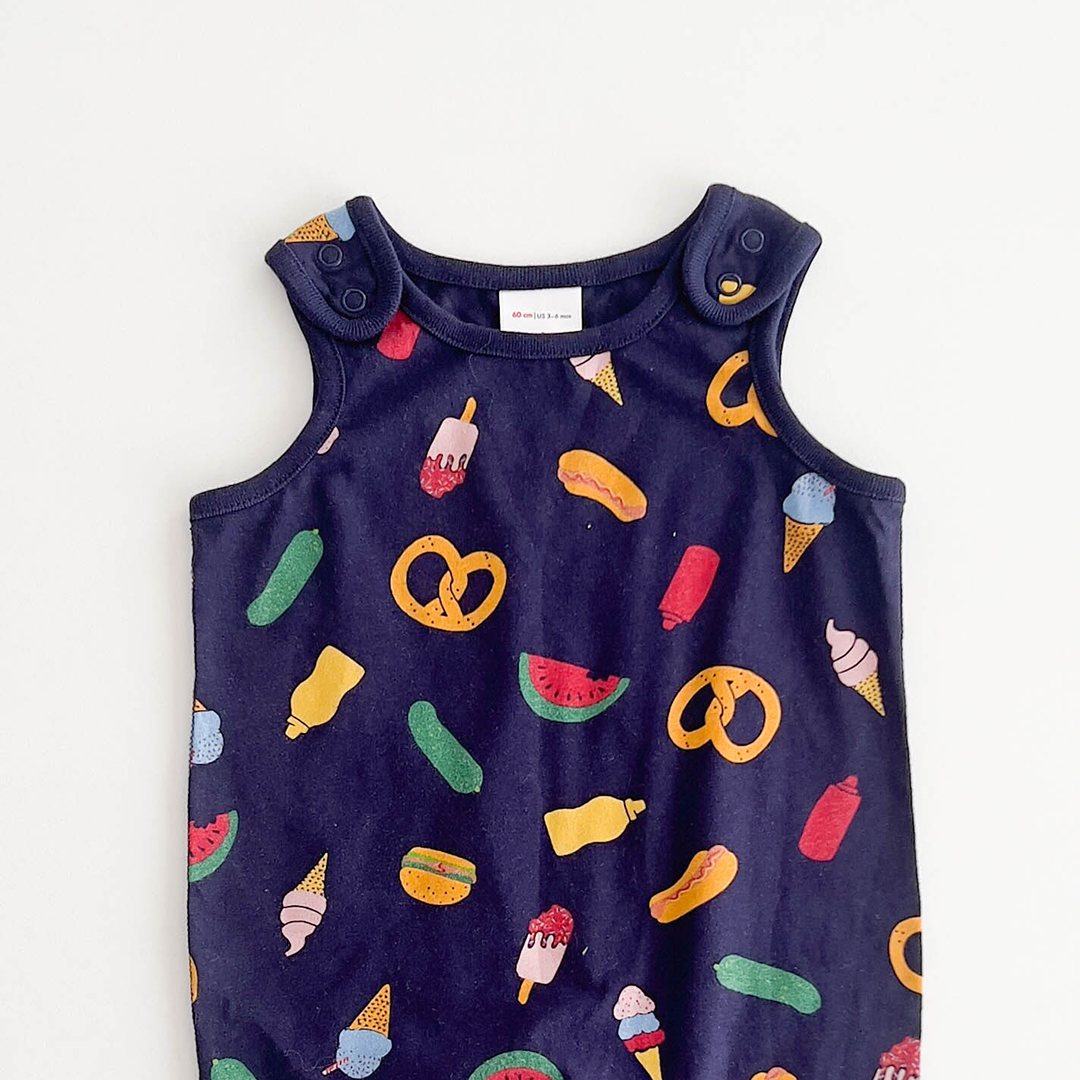 NAVY BLUE PRINTED SLEEVELESS ROMPER