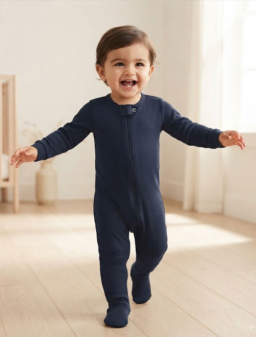 Blue zipper sleepsuit