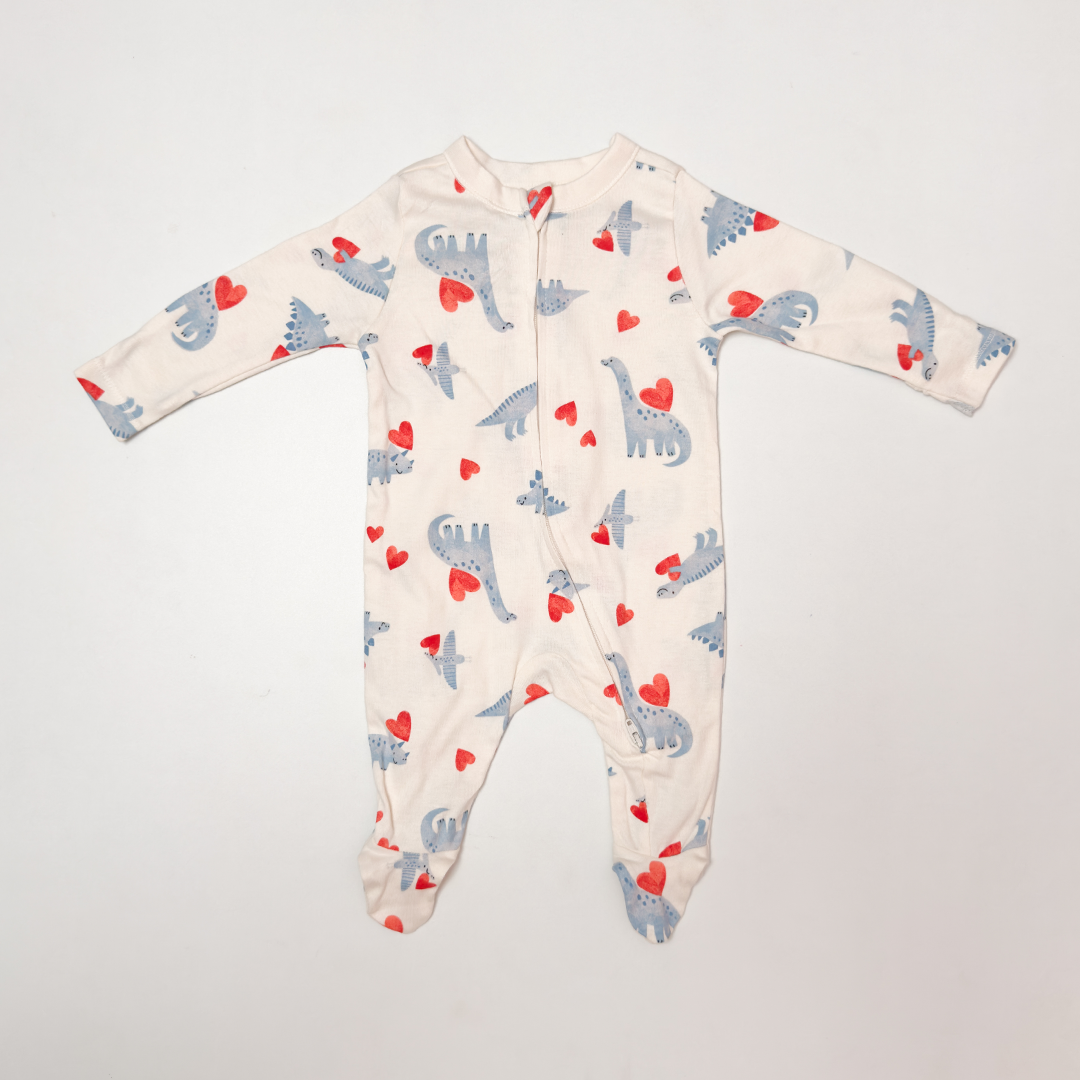 DINO LOVE ZIPPER SLEEPSUIT