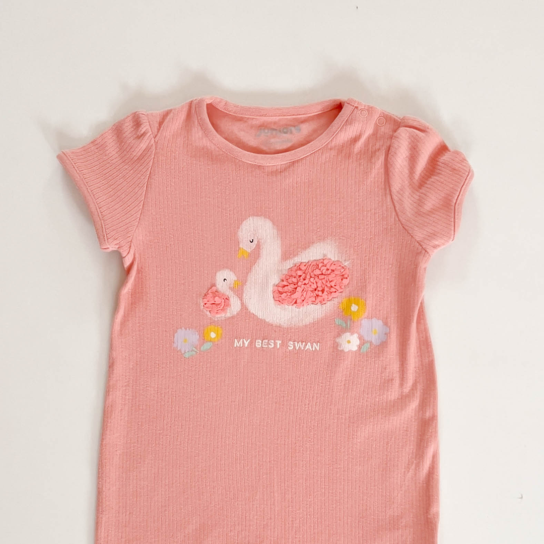 GIRLS 3D SWAN RIBBED JUMPSUIT